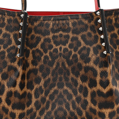 Christian Louboutin Calfskin Empire Leopard Print Spiked Large Cabarock Shopper Tote Brown 7 of 9
