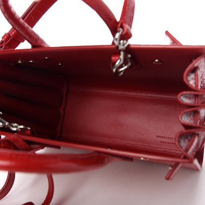 Saint Laurent Calfskin Crocodile Embossed Nano Sac De Jour Red 5 of 11