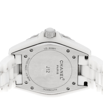 Chanel Stainless Steel Ceramic Diamond Pave Bezel 42mm J12 Automatic Watch White 4 of 5