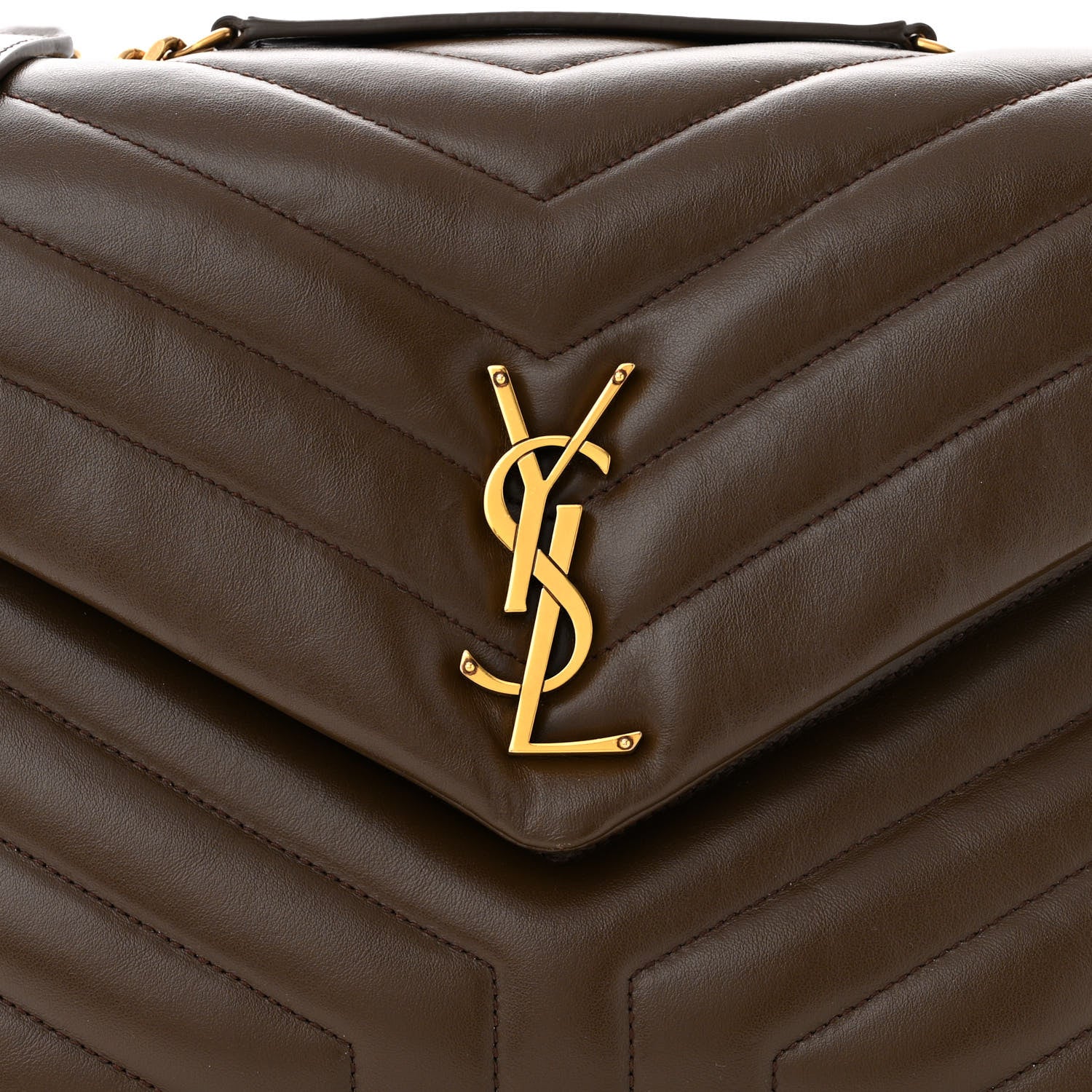 Saint Laurent Calfskin Y Quilted Monogram Medium Loulou Chain Satchel Faggio 8 of 14