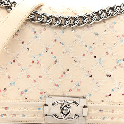 Chanel Lambskin Sequin Embroidered Small Boy Flap White Multicolor 8 of 12