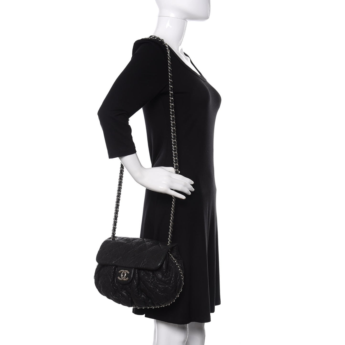 Washed Lambskin Quilted Mini Chain Around Flap Black