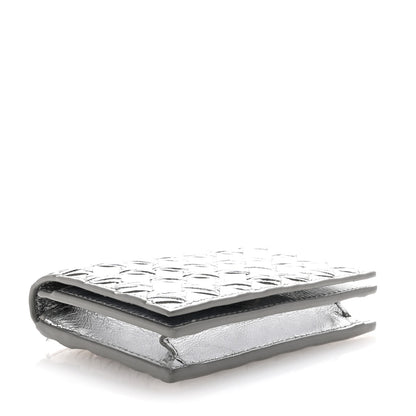 Bottega Veneta Metallic Calfskin Intreccio Plisse Card Case Silver 4 of 6
