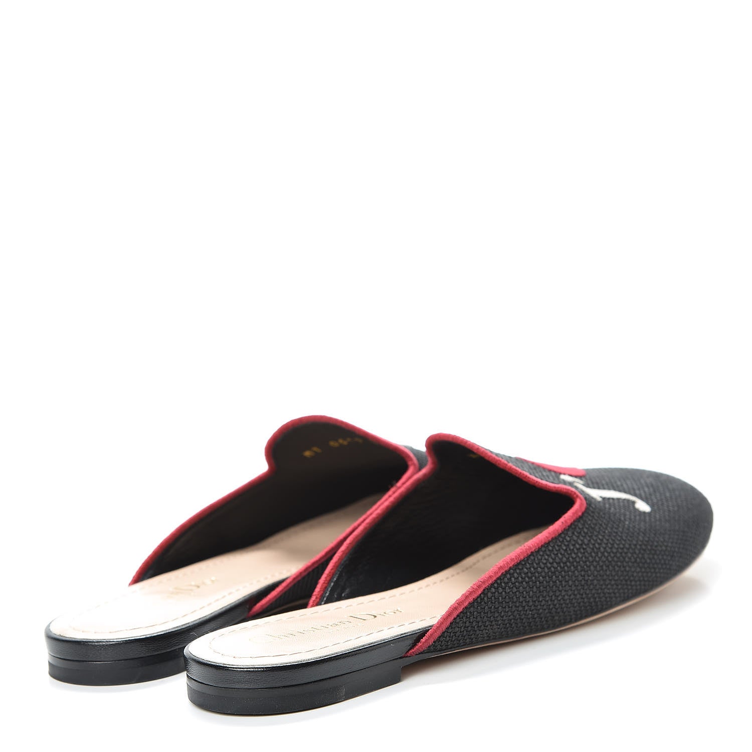 Christian Dior Embroidered Cotton Dioramour Mules 37.5 Black 4 of 16