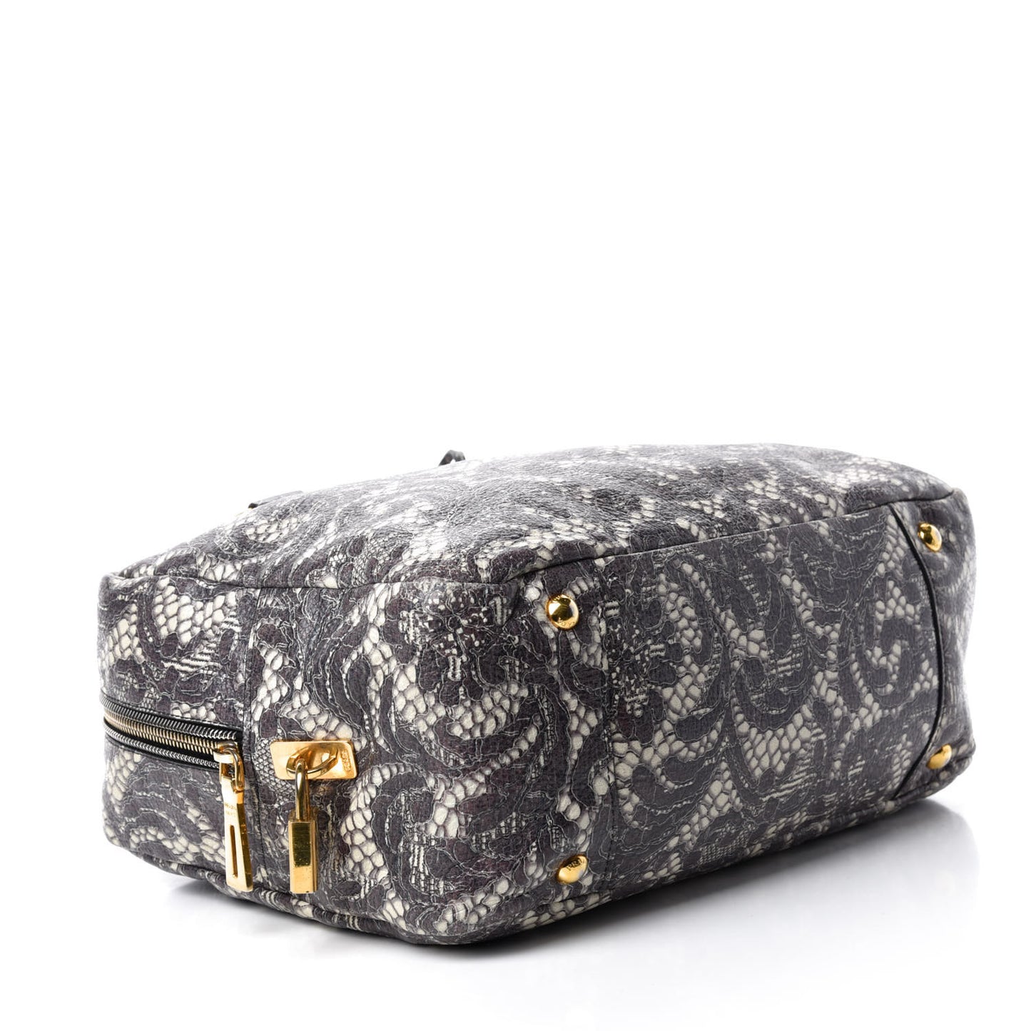 Cervo Lux Print Lace Bauletto Bag Talco