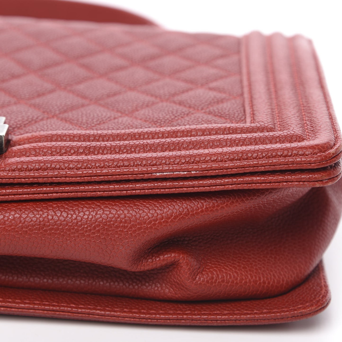 Caviar Quilted New Medium Boy Flap Dark Red