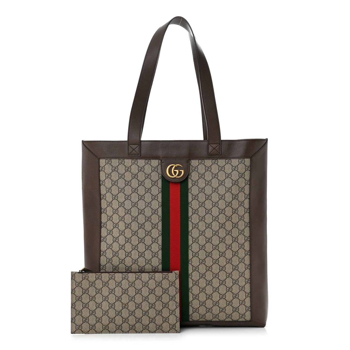 GG Supreme Monogram Web Large Ophidia Vertical Shopping Tote Brown