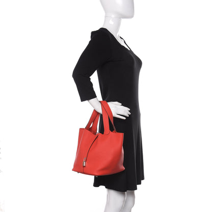 Hermes Taurillon Clemence Picotin Lock 22 MM Rouge Tomate 2 of 11