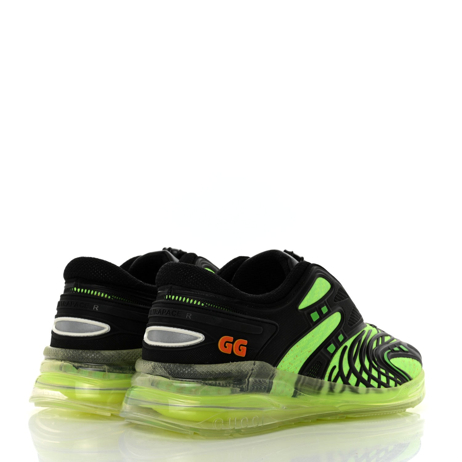 Gucci Rubber Mens Ultrapace R Mid Top Sneakers 6.5 Black Neon Green Yellow Fluo 4 of 8
