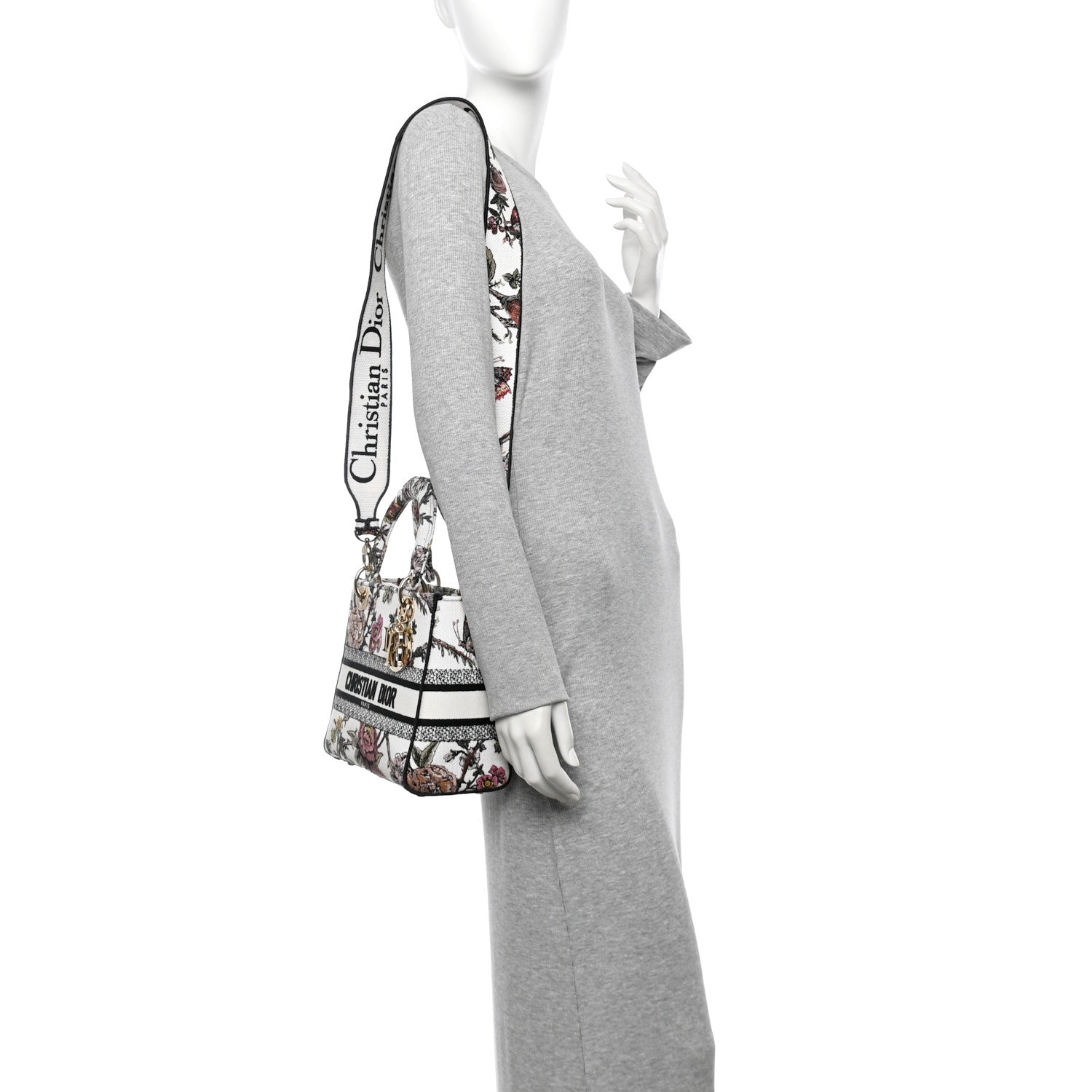 Christian Dior Canvas Embroidered Jardin Botanique Medium Lady D-Lite White Multicolor 2 of 11