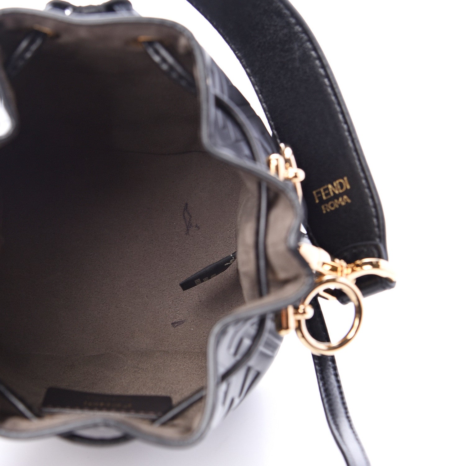 Fendi Vitello Liberty F is Fendi FF 1974 Embossed Mini Mon Tresor Bucket Bag Black 4 of 9