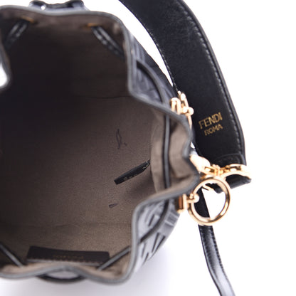 Fendi Vitello Liberty F is Fendi FF 1974 Embossed Mini Mon Tresor Bucket Bag Black 4 of 9