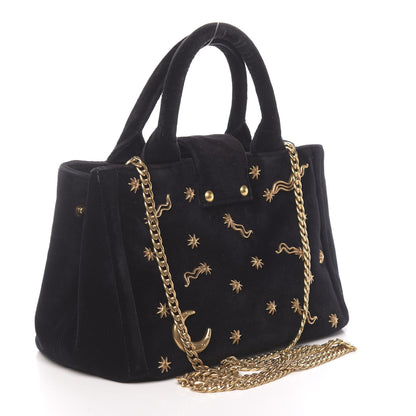 Prada Velvet Astrology Crossbody Tote Bag Black 3 of 10