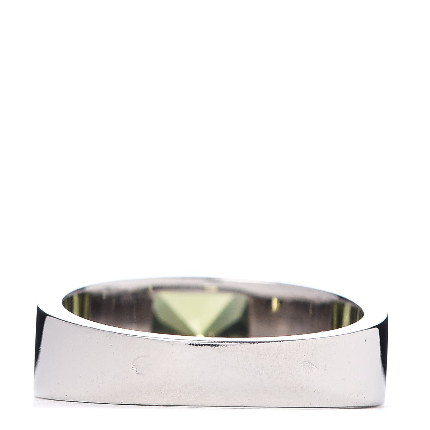 18K White Gold Peridot 8mm Tank Ring 54 6.75