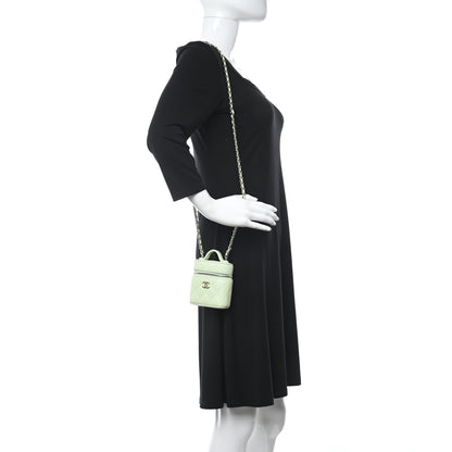 Chanel Caviar Quilted Small Handle With Care Vanity Case With Chain Light Green 2 of 11