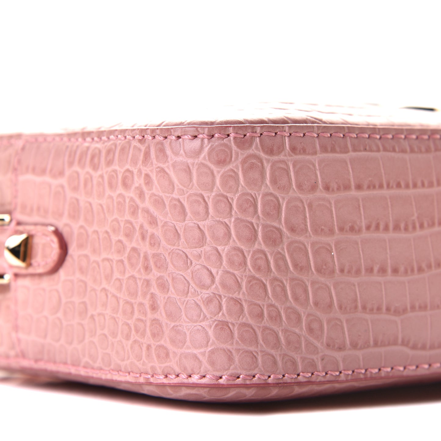 Calfskin Crocodile Embossed Varenne Camera Bag Blush