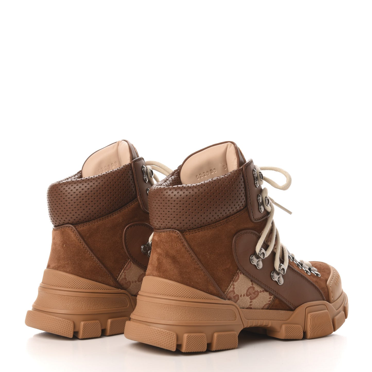 X SEGA Suede Calfskin GG Monogram Womens Flashtrek High-Top Sneakers 38 New Cuir Beige Ruggine
