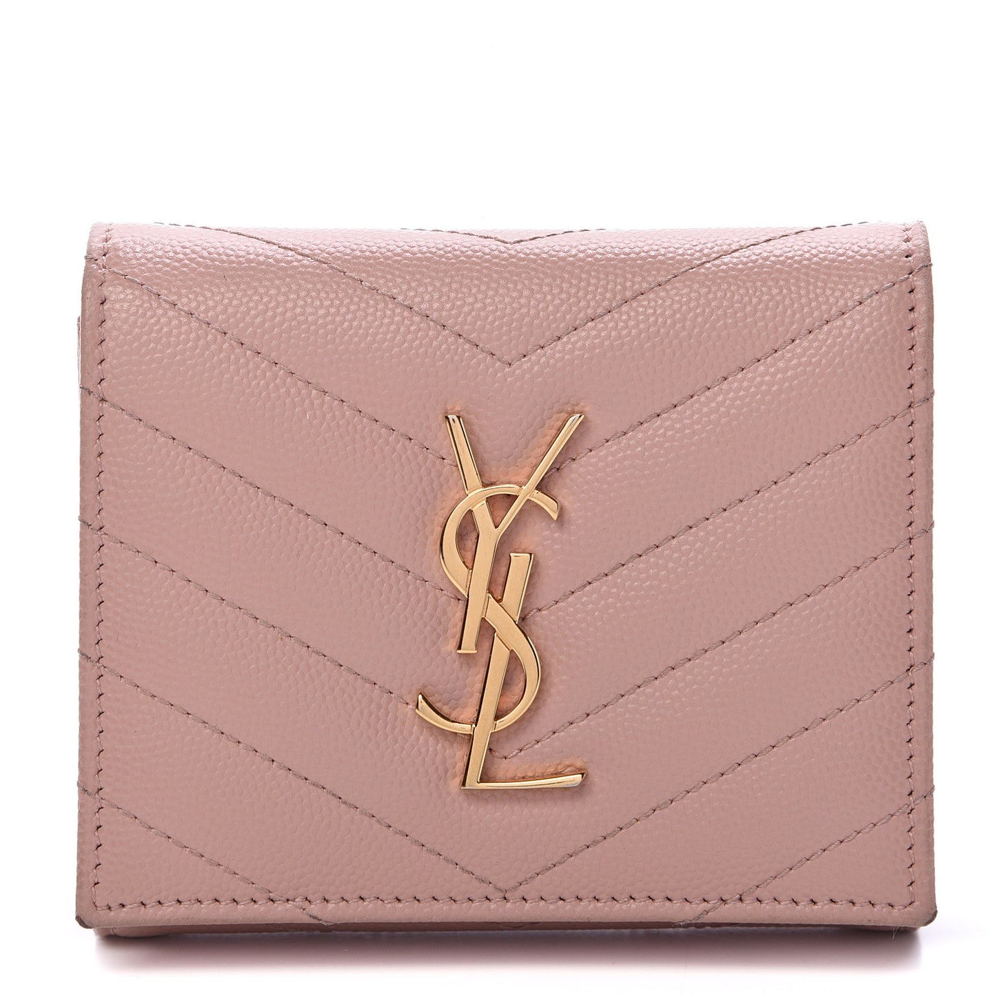 Grain De Poudre Matelasse Chevron Monogram Compact Wallet Pink