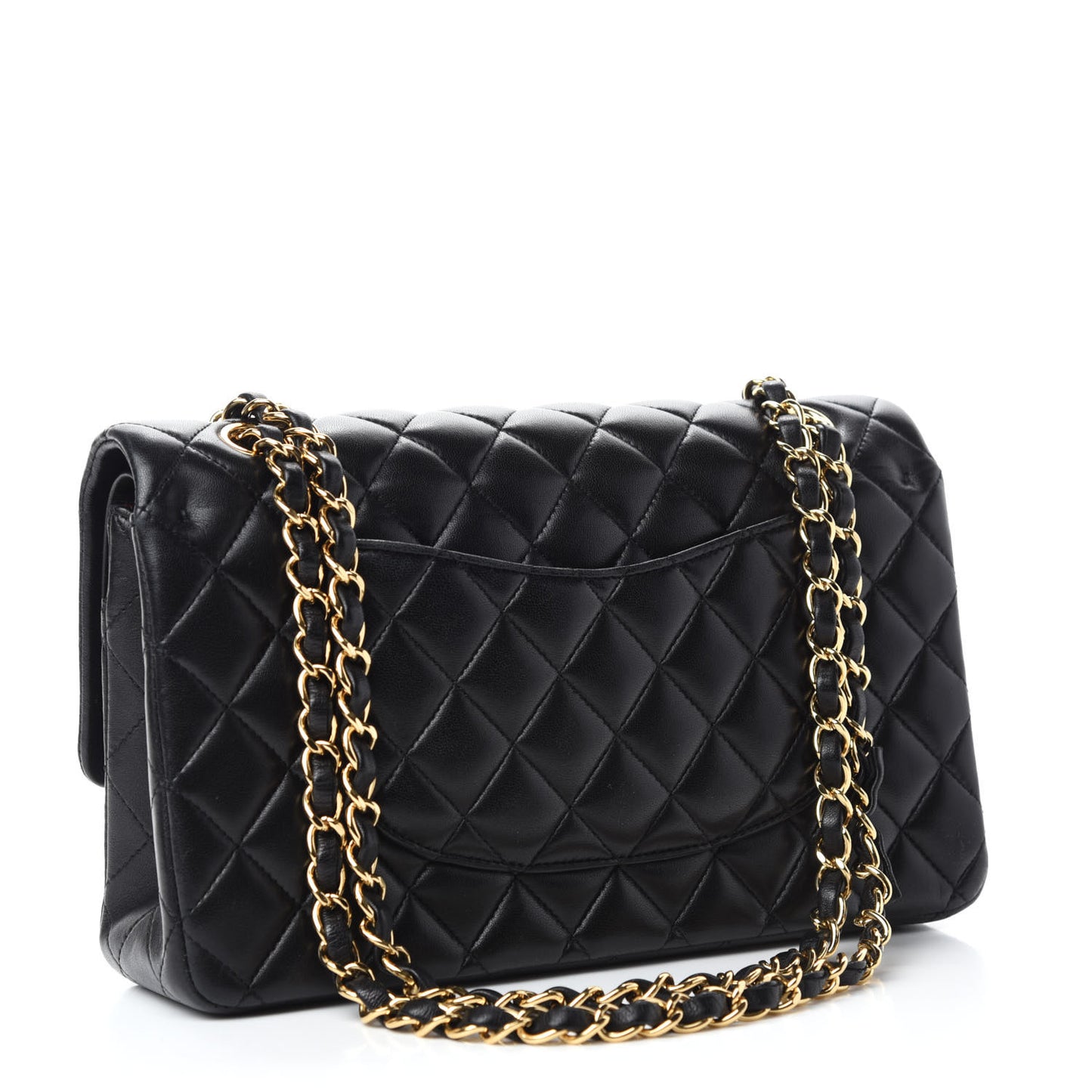 Lambskin Quilted Medium Double Flap Black