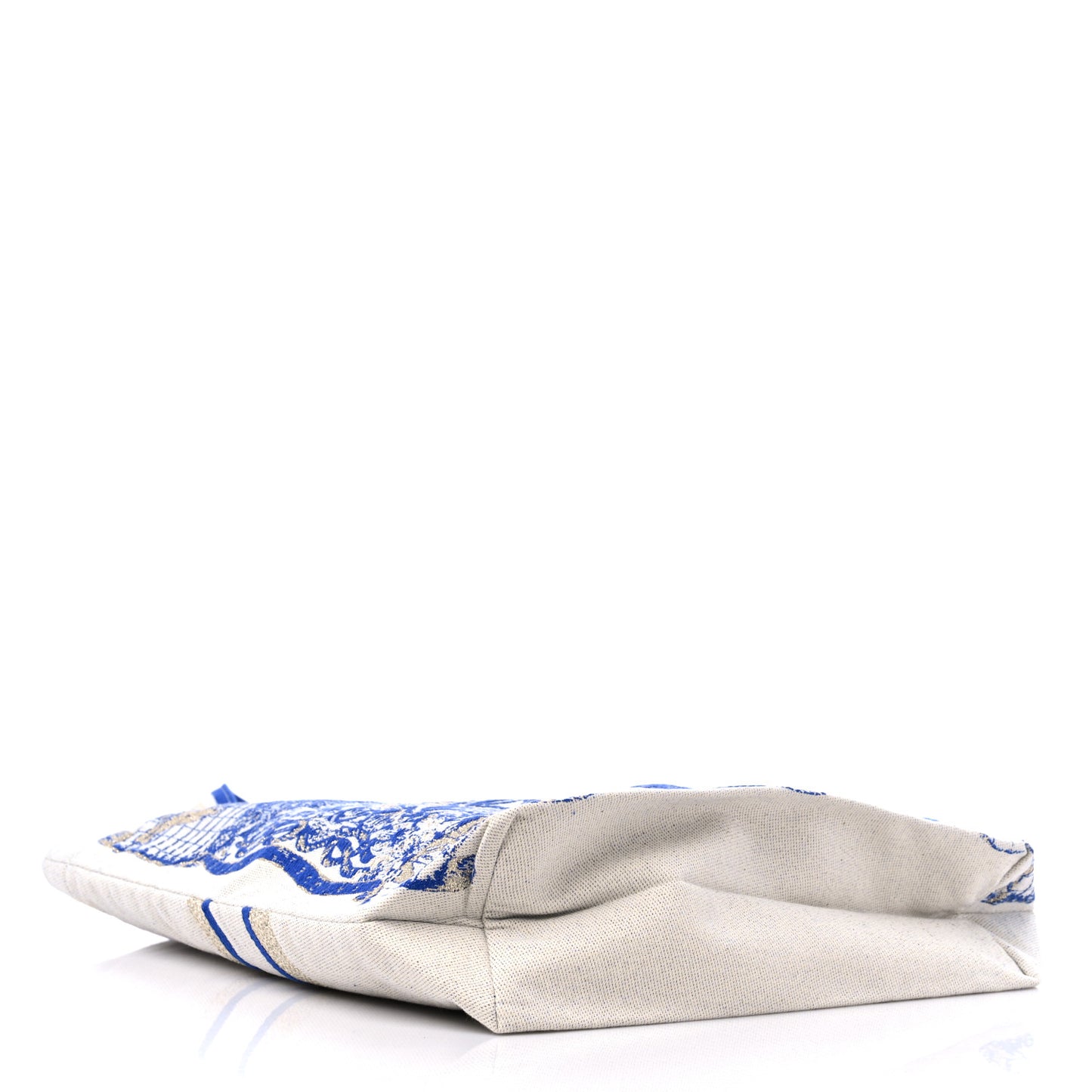 Canvas Print Tote Ivory Blue