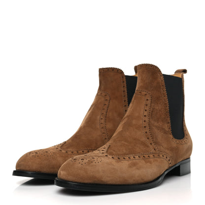 Hermes Suede Goatskin Chelsea Ankle Boots 38.5 Brown 3 of 9