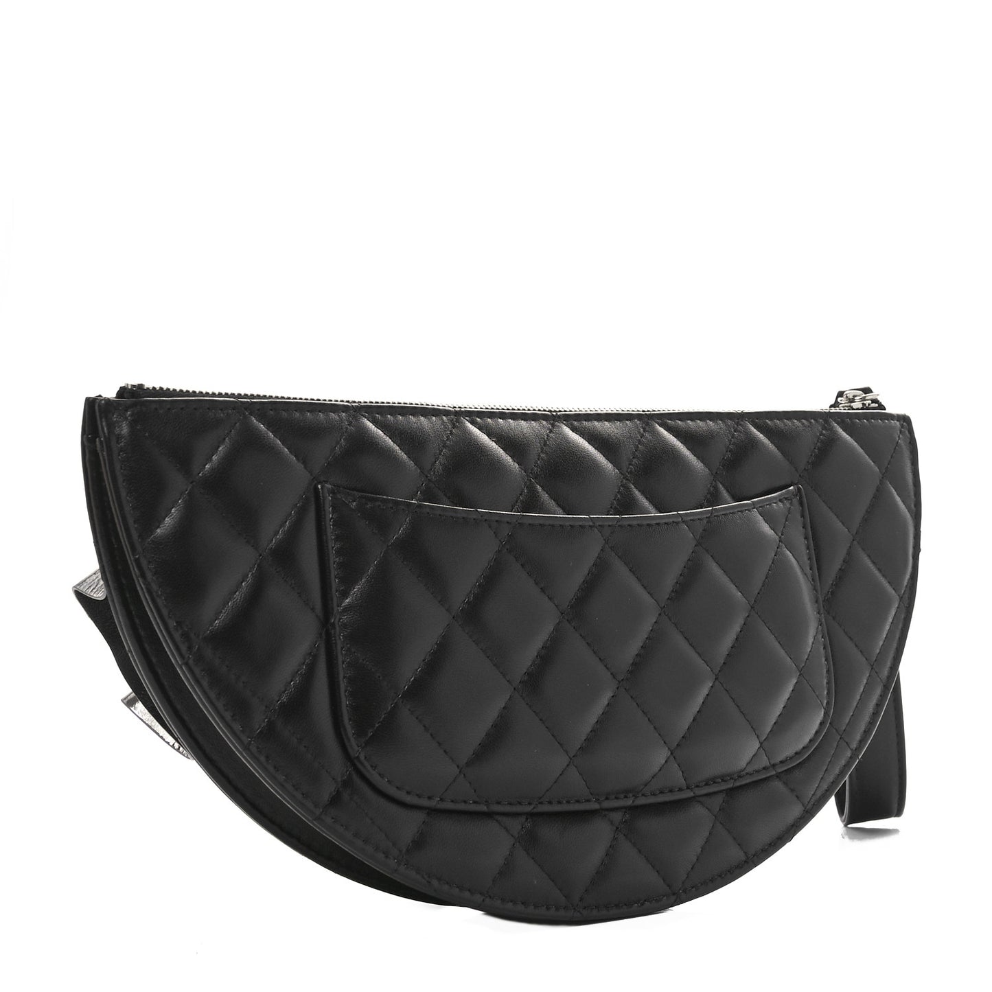Metallic Lambskin Wave Clutch Black Silver