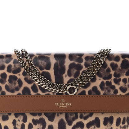 Valentino Garavani Calfskin Leopard Print City Safari Wallet On Chain Brown 9 of 9