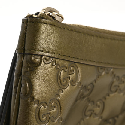 Gucci Metallic Soft Guccissima Signature New Britt Wristlet Green 13 of 14