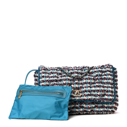 Chanel Lambskin Tweed Maxi Flap Blue Multicolor 2 of 5