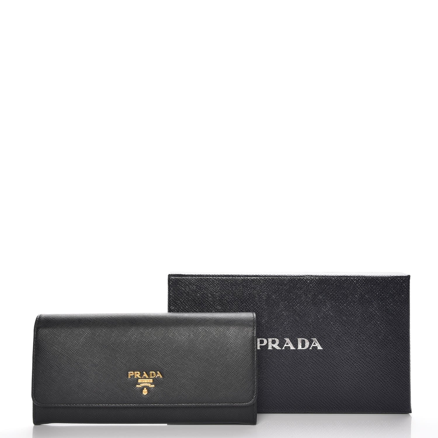 Prada Saffiano Continental Flap Wallet Black Ibisco 9 of 9