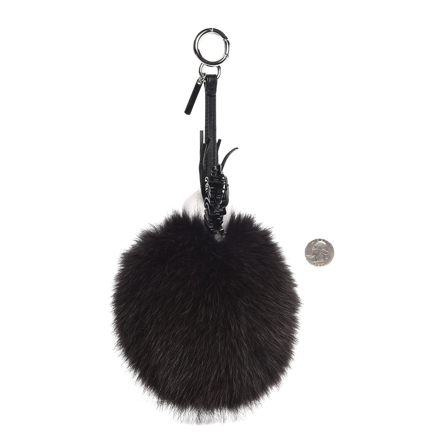 Fox Fur Shiny Nappa Bi-Color Super Karlito Pom Pom Bag Charm Moro Rosso Chiaro