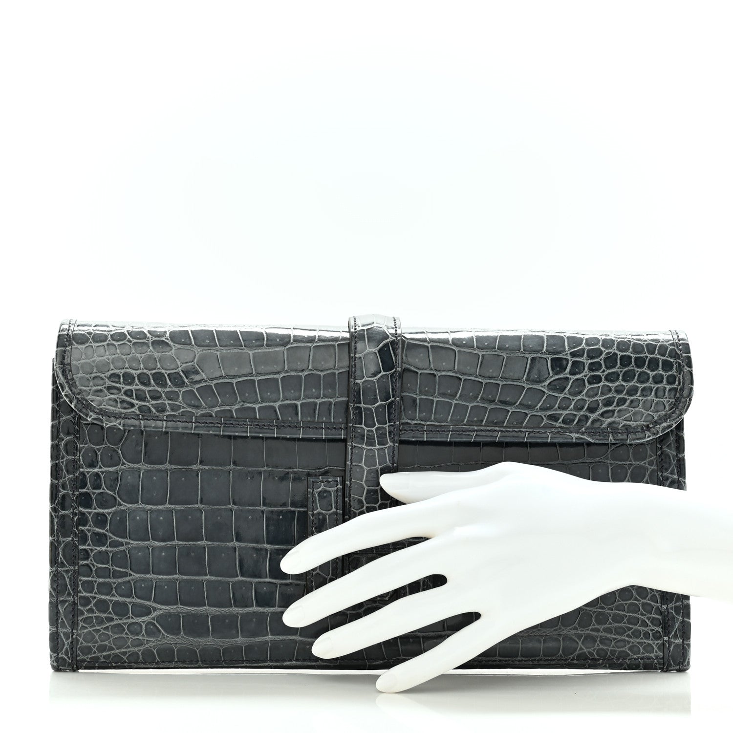 Hermes Shiny Porosus Crocodile Jige Elan 29 Clutch Colvert 2 of 8