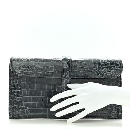 Hermes Shiny Porosus Crocodile Jige Elan 29 Clutch Colvert 2 of 8