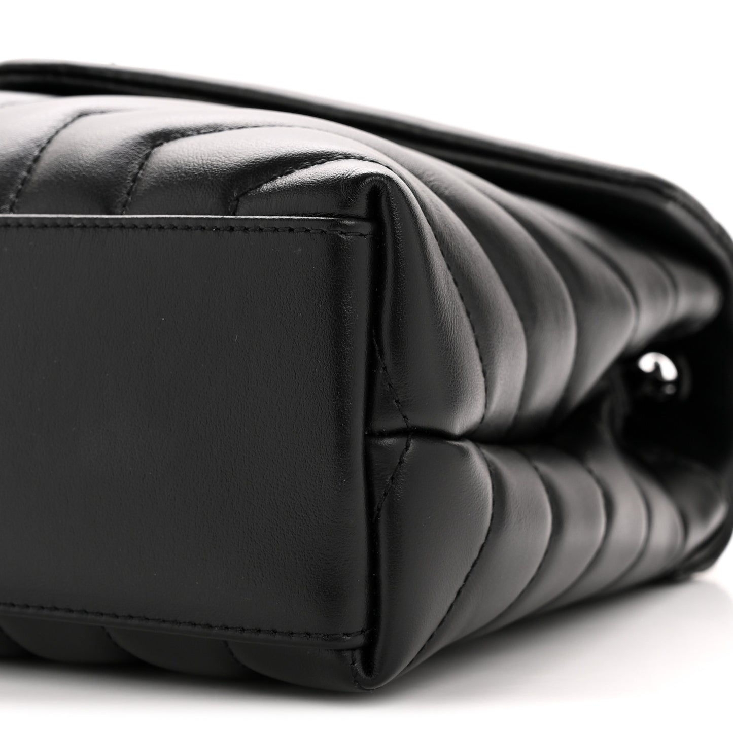 Calfskin Y Quilted Monogram Monochrome Small Loulou Chain Satchel Black