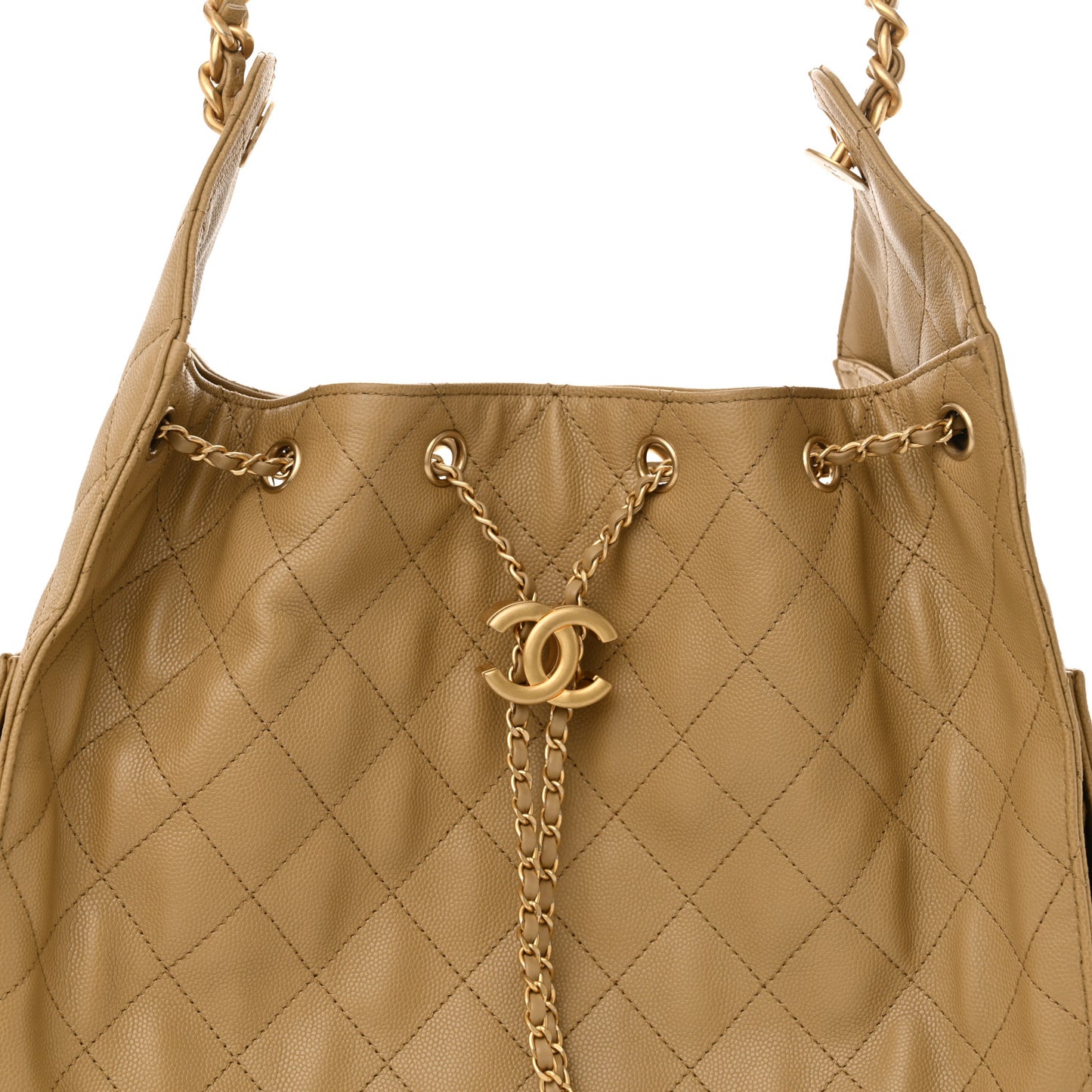 Caviar Quilted Medium Chanel 25 Handbag Dark Beige