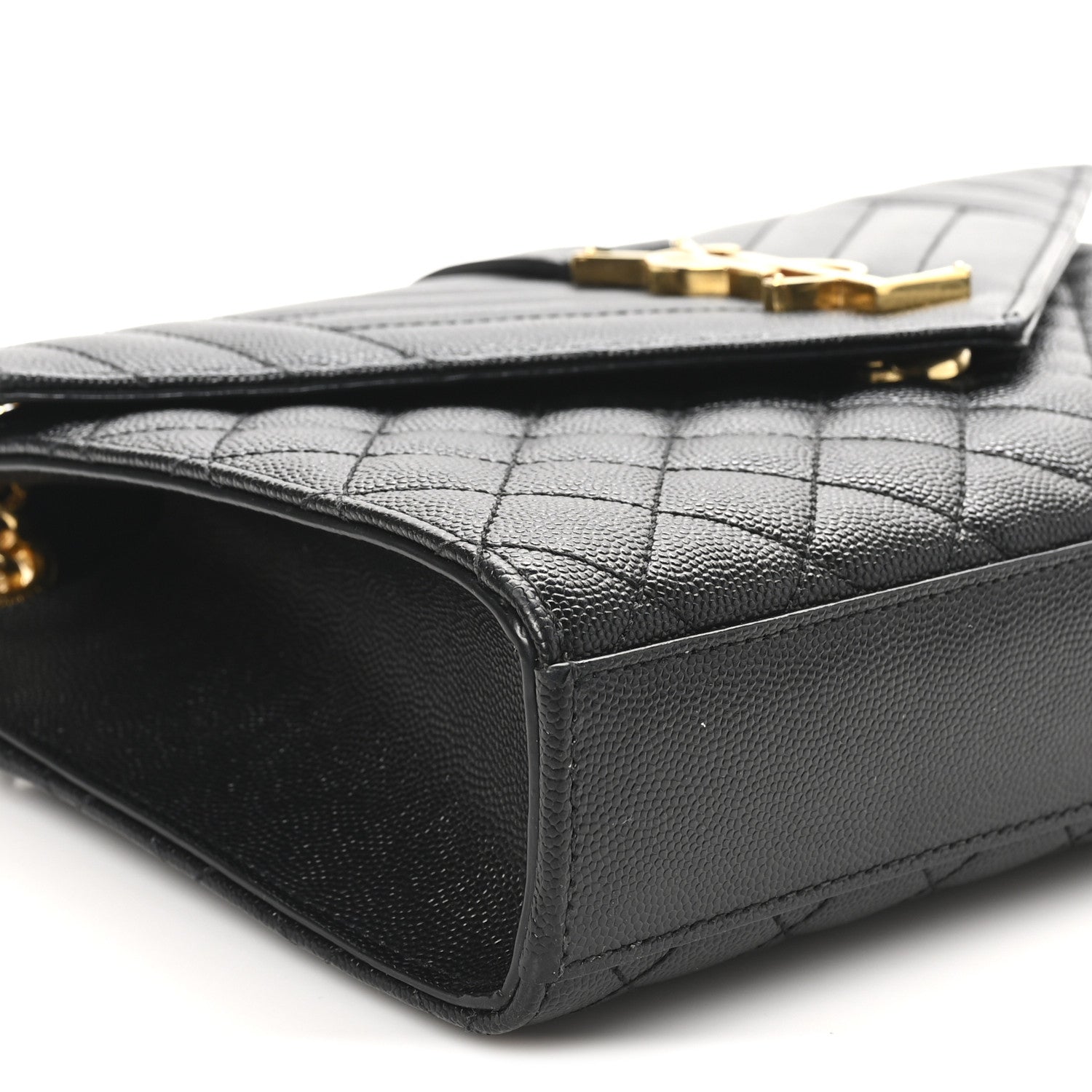 Saint Laurent Grain De Poudre Textured Mixed Matelasse Triquilt Medium Monogram Satchel Black 9 of 10