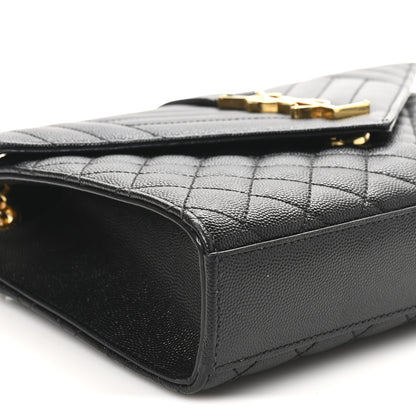 Saint Laurent Grain De Poudre Textured Mixed Matelasse Triquilt Medium Monogram Satchel Black 9 of 10