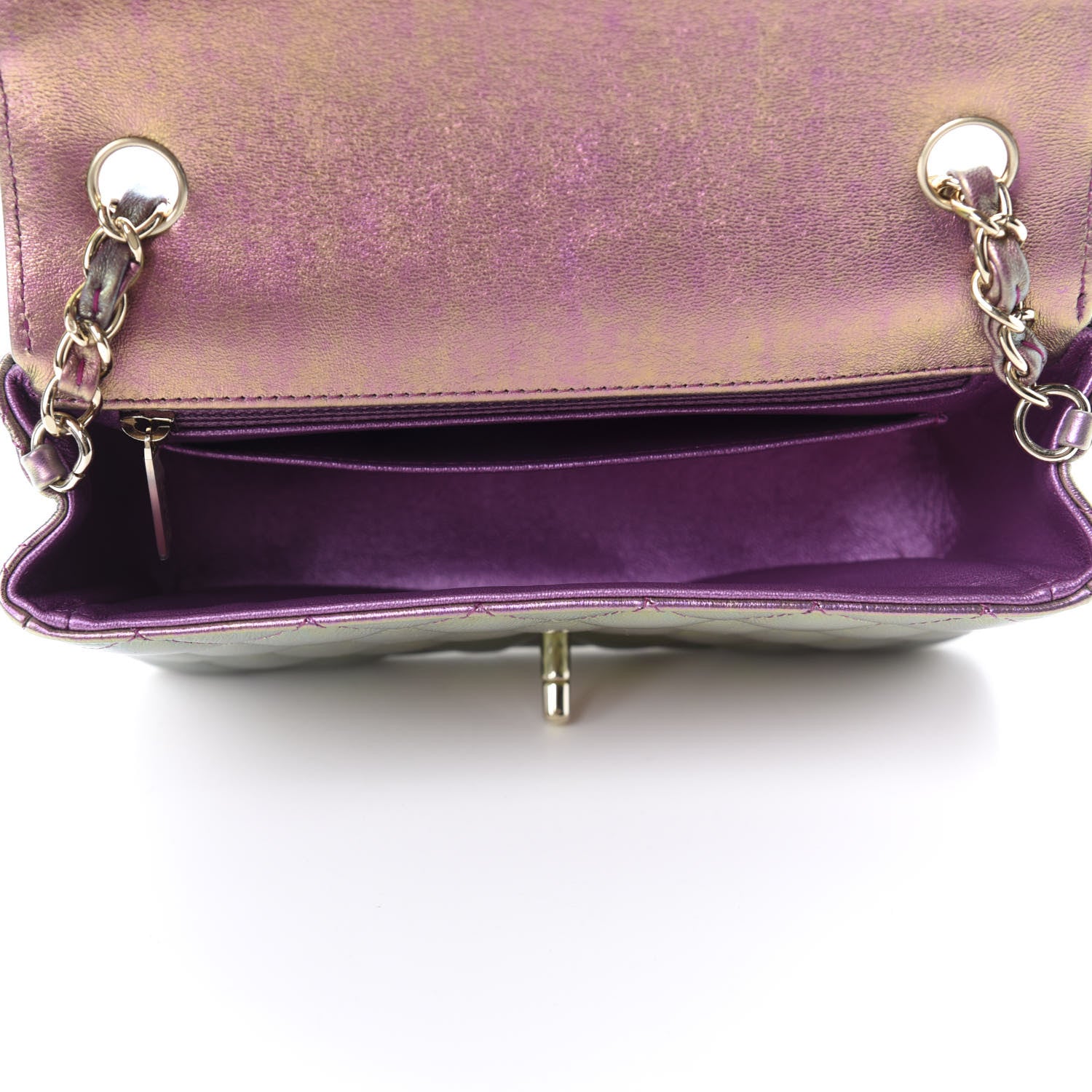 Chanel Iridescent Lambskin Quilted Mini Rectangular Flap Purple 5 of 10