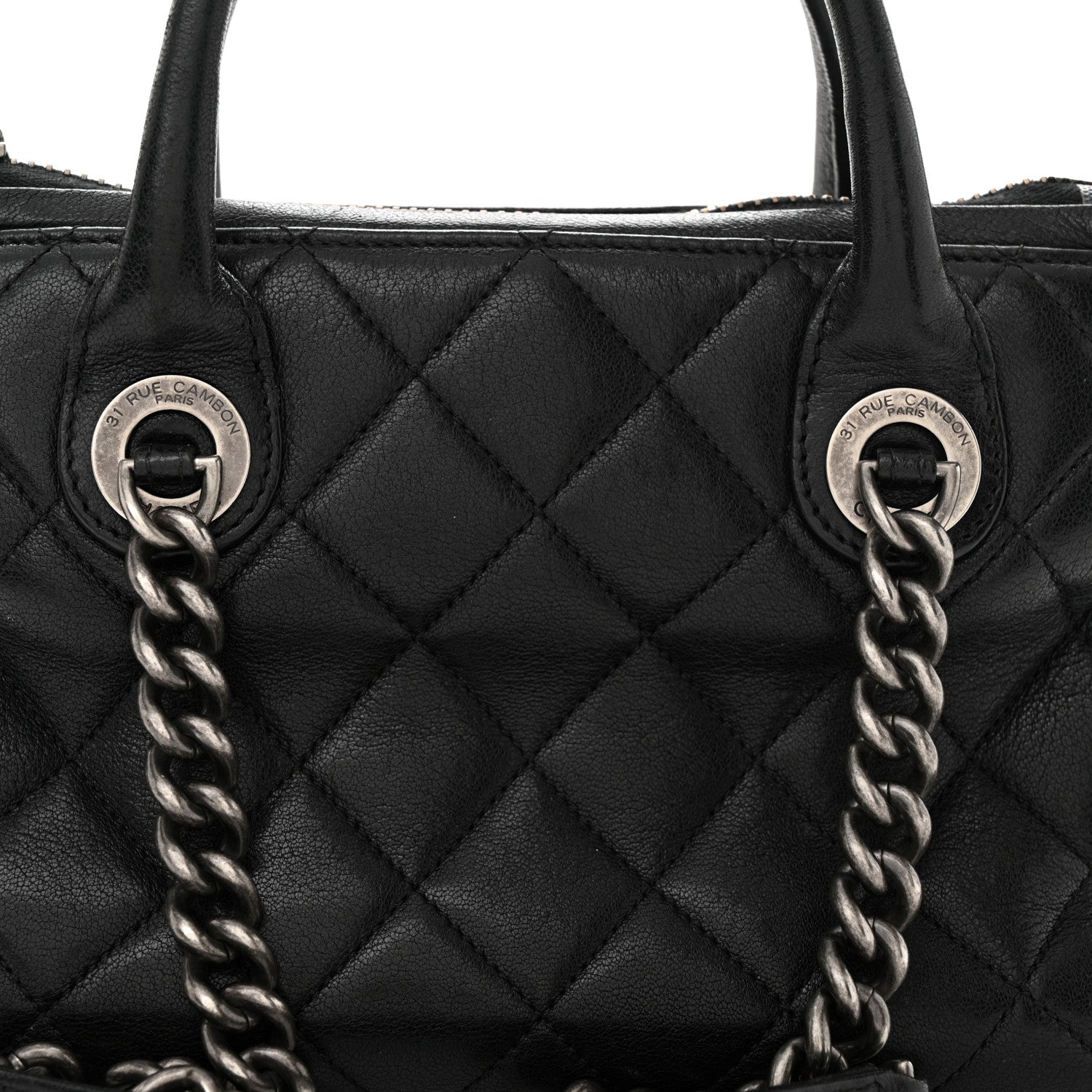 Chanel Shiny Sheepskin Quilted Small Shopping Tote Black 8 of 15