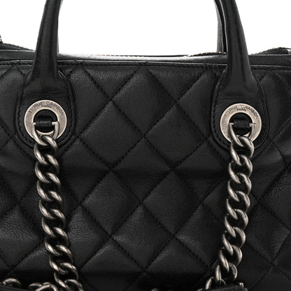 Chanel Shiny Sheepskin Quilted Small Shopping Tote Black 8 of 15