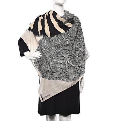Hermes Cashmere Silk Zebra Pegasus Shawl 140 White Black Naturel 1 of 9