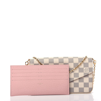 Louis Vuitton Damier Azur Pochette Felicie Chain Wallet Rose Ballerine 3 of 12