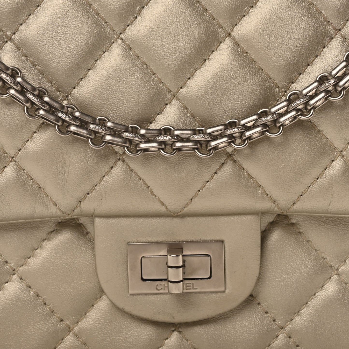 Metallic Lambskin Quilted 2.55 Reissue 226 Flap Silver