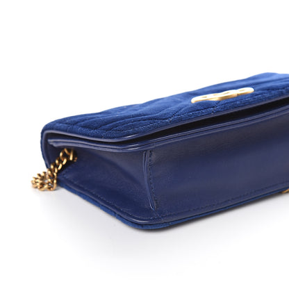 Gucci Velvet Matelasse GG Marmont Mini Bag Cobalt Blue 6 of 7