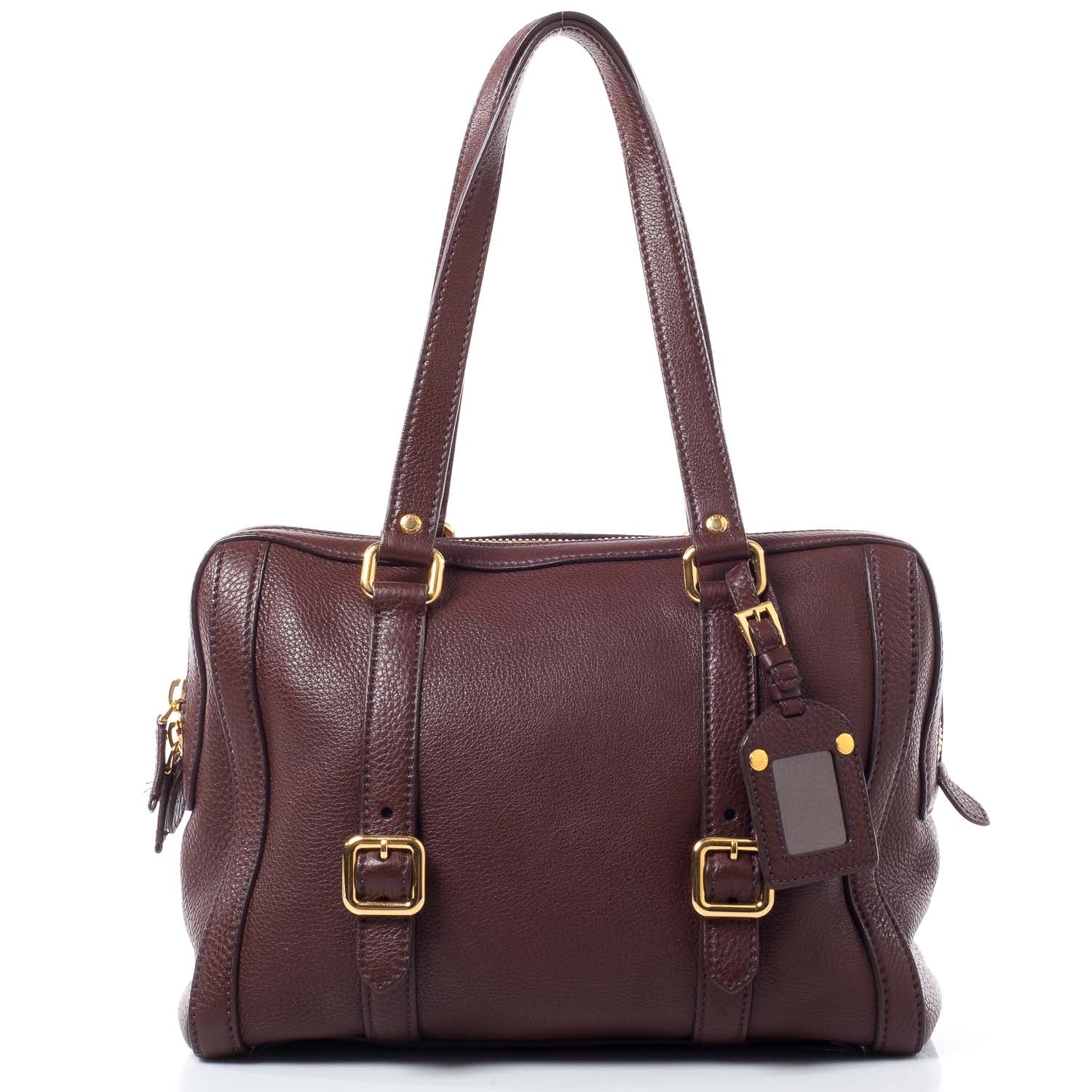 Prada Vitello Daino Bowler Brown 4 of 10