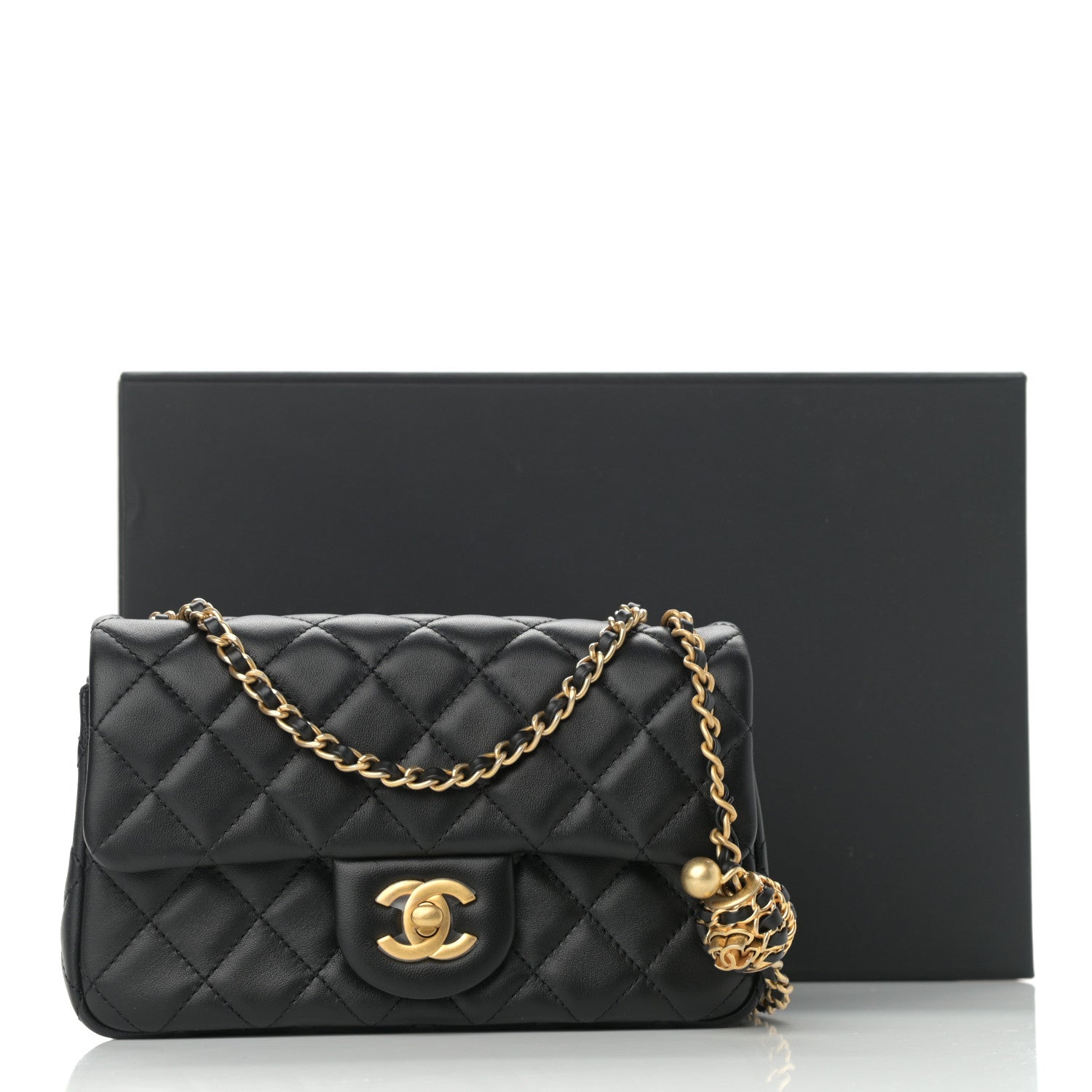 Chanel Lambskin Quilted Mini Rectangular Pearl Crush Flap Black 12 of 12