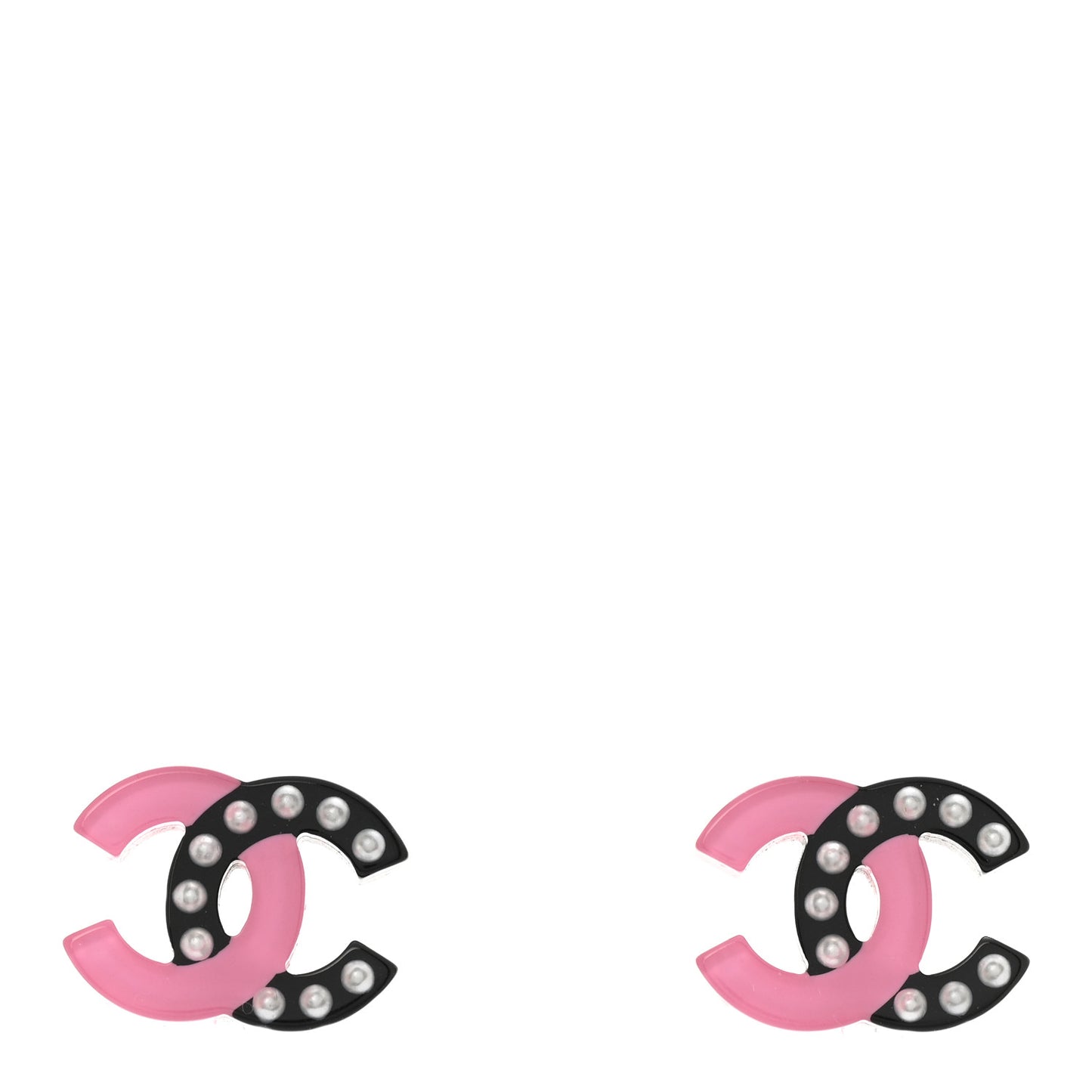 Resin Pearl CC Earrings Black Pink