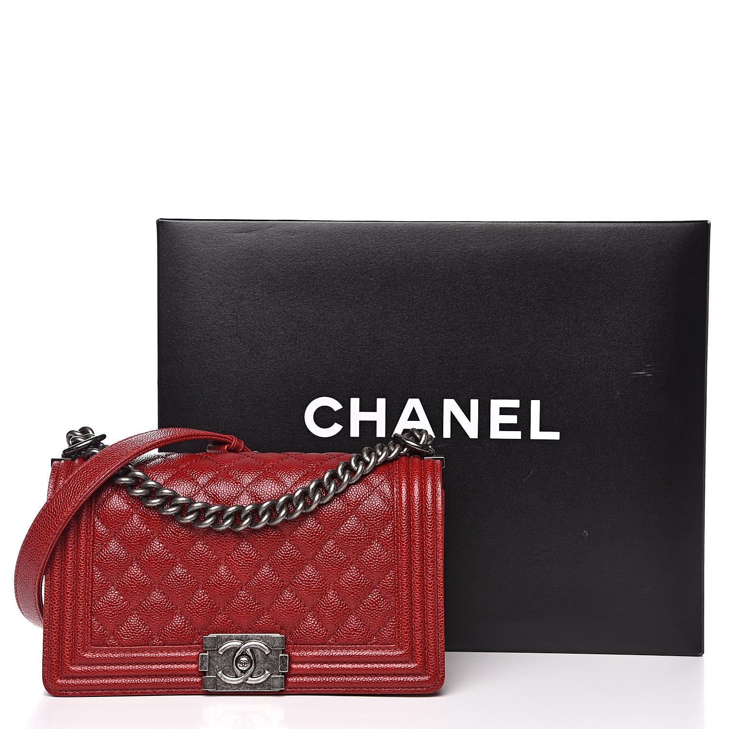 Chanel Caviar Quilted Medium Boy Flap Dark Red 15 of 15
