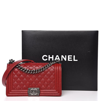 Chanel Caviar Quilted Medium Boy Flap Dark Red 15 of 15