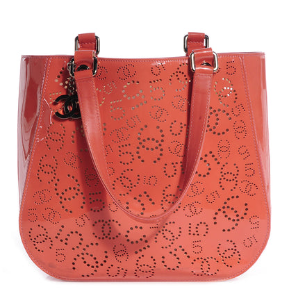 Chanel Patent Perforated CC N°5 Tote Coral 1 of 9